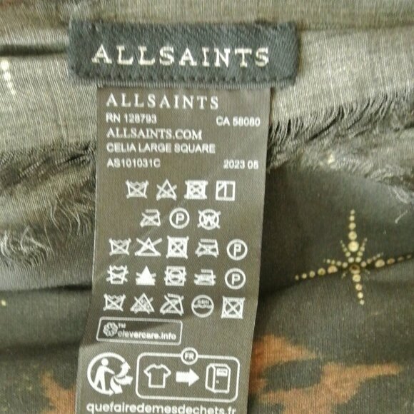 NEW ALLSAINTS Celia animal-print woven scarf One Size #2028 - Picture 5 of 6